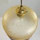 Vintage frosted glass pendant light with beaded fringes - Art Deco lamp