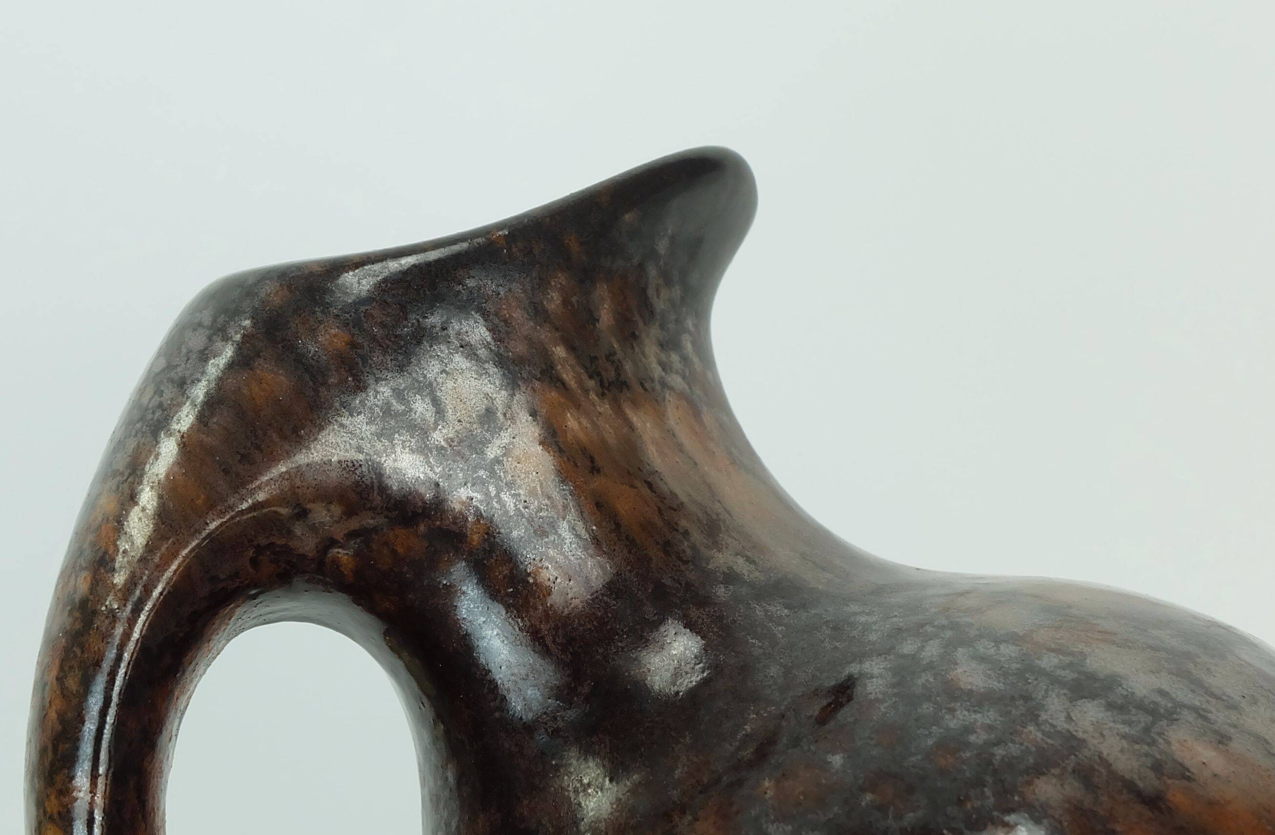 ruscha art VASE jug drip glaze shades of purple black brown 1970 80s