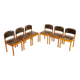Set of 6 wooden and leather chairs by Piarotto Italy 80's