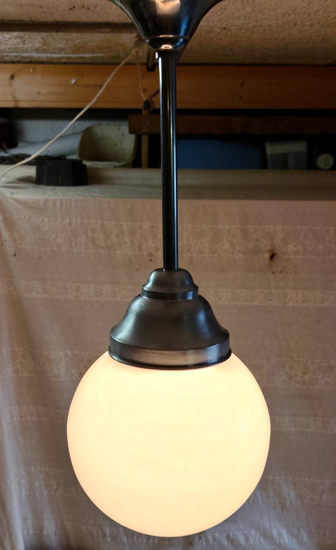 Bauhaus opaline globe suspension XL - mid 20th century