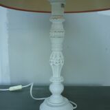 White wooden lamp and brick lampshade