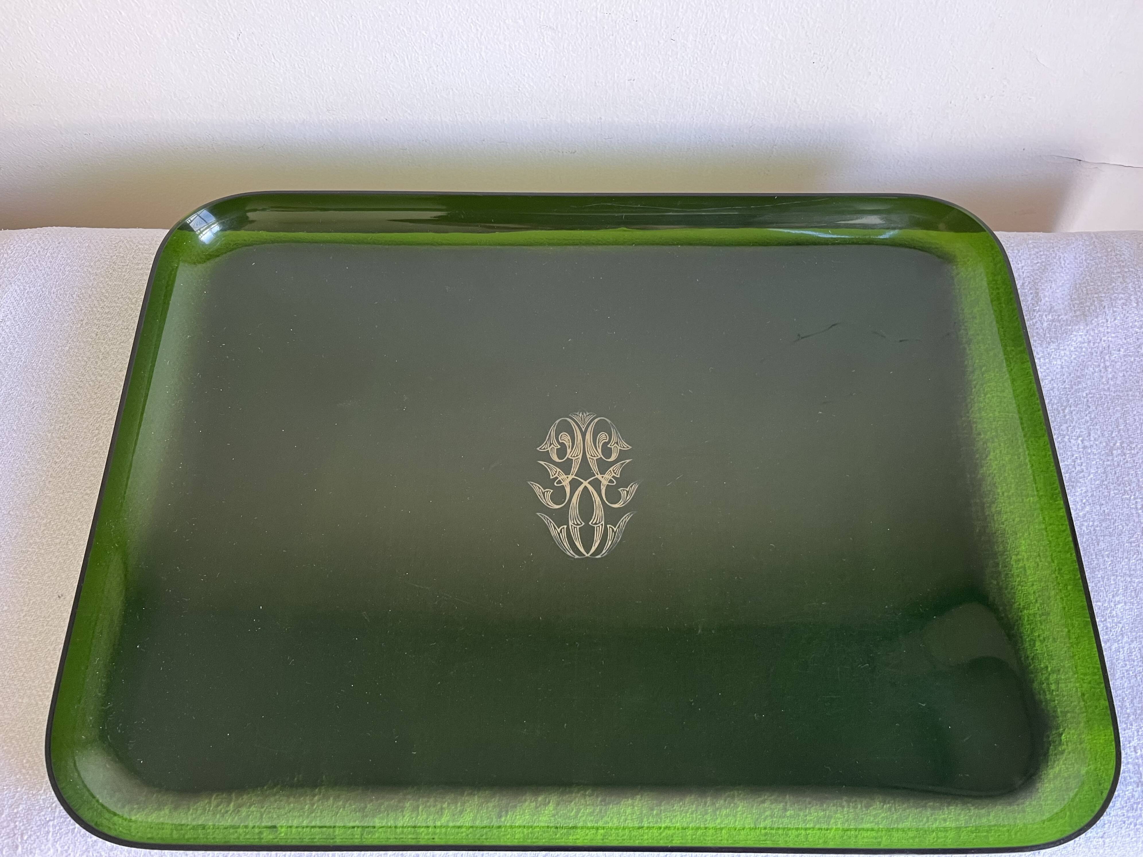 1980 green plexiglass plateau neo-classical