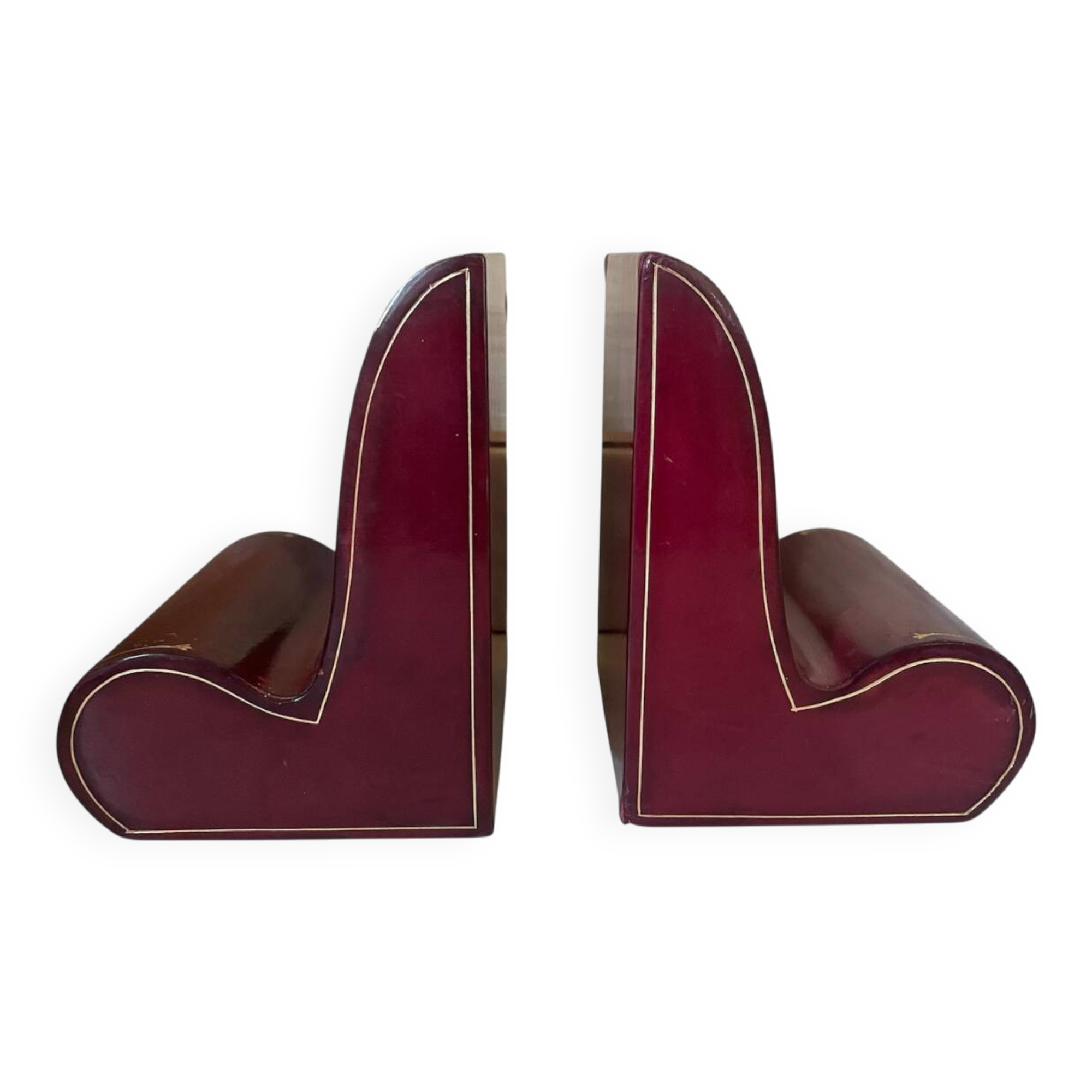 Pair of Italian leather bookends from the 60s