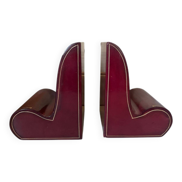 Pair of Italian leather bookends from the 60s