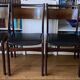 4 chaises à repas en palissandre et simili cuir marron - 1960