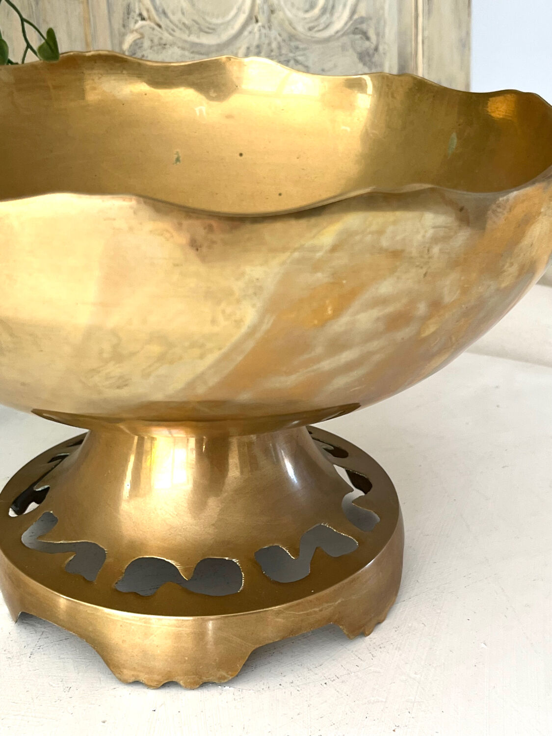 Brass Punch Bowl Set with 12 Cups, Ladle – French Vintage Mid-Century