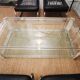 Italian travertine, perspex and glass coffee table, circa 1970