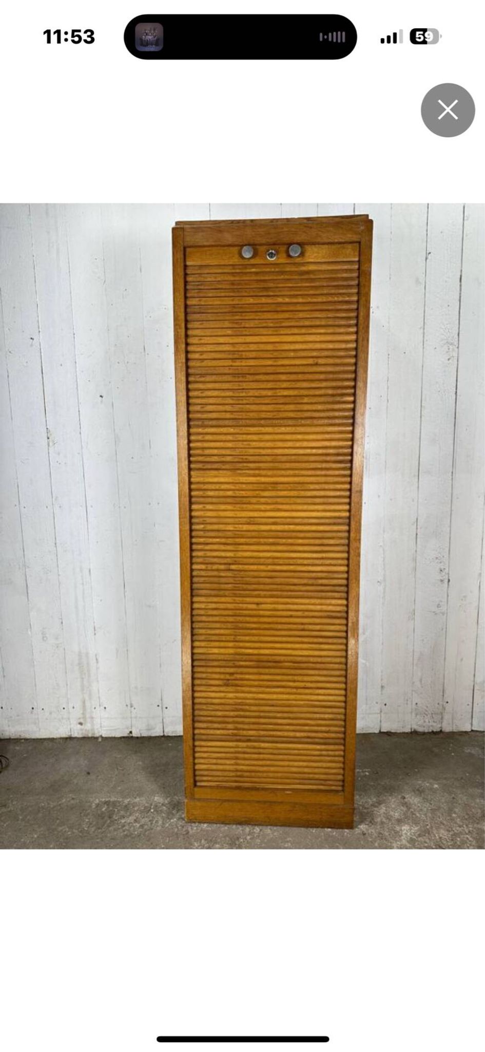 Vintage wooden curtain cabinet – antique office furniture