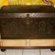17th century studded leather travel trunk, richly decorated