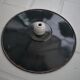 Old suspension in black enamelled sheet metal and porcelain socket to hang