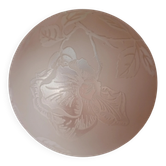 Sprat - globe verre dépoli rose aux fleurs rose pour lustre lampe ca.1920