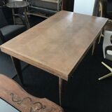 French Art Deco Expandable Oak Table, 1980s