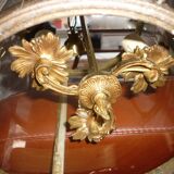 Antique glass and brass lantern pendant light, 3 lights