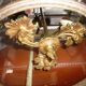 Antique glass and brass lantern pendant light, 3 lights
