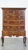Early 18th century English oak chest on stand/ highboy