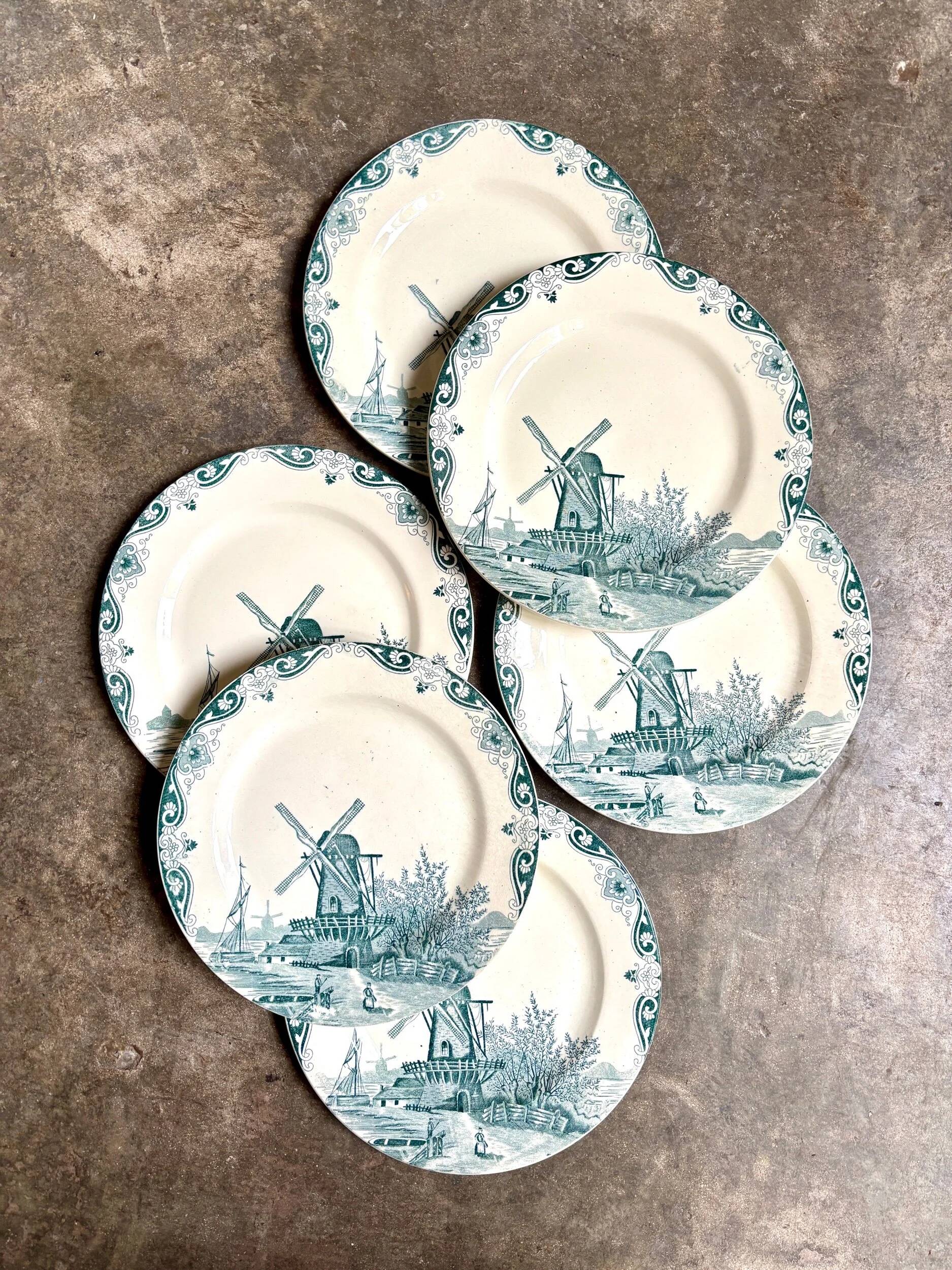 6 flat plates no. 4 Salins in iron earth, "Delft" service