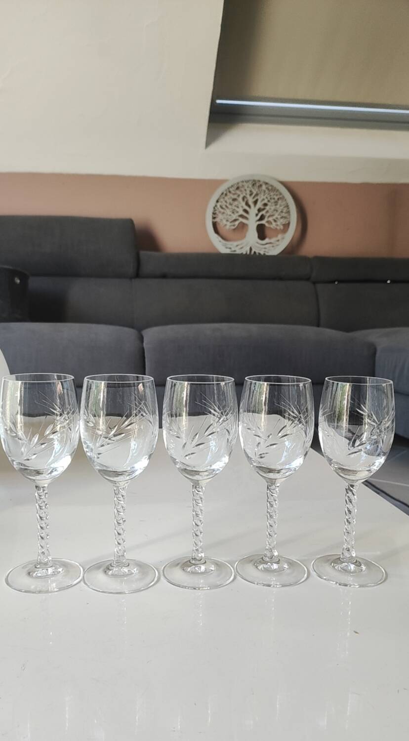 Lot of 5 x Small White Wine/Port Glasses Fleury Epi. Arques Crystal 12cl