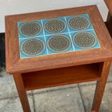 Trio of Danish Nest of Teakwood Table with Ceramic Tops