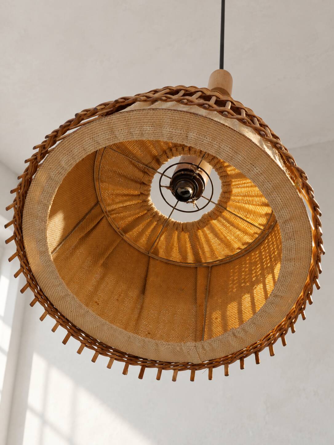 Vintage wooden and fabric suspension