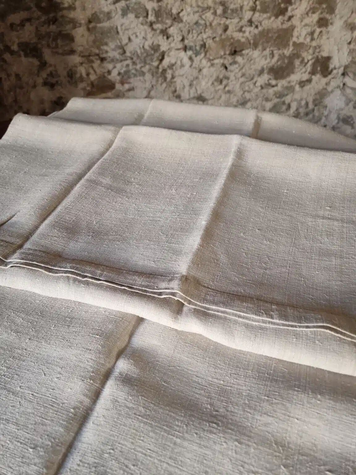 Antique French linen sheet – 19th century hand-woven hemp fabric (250×200 cm)