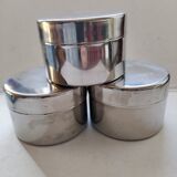 Set of 3 round vintage stainless steel boxes