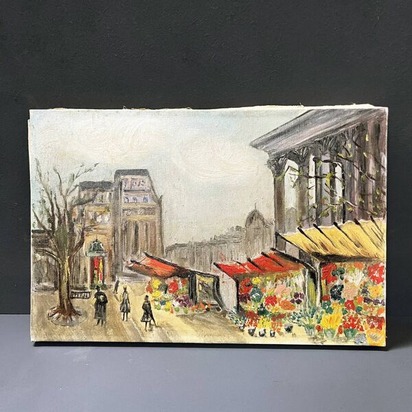 Tableau 1959 ''Le marché aux fleurs de la Madeleine