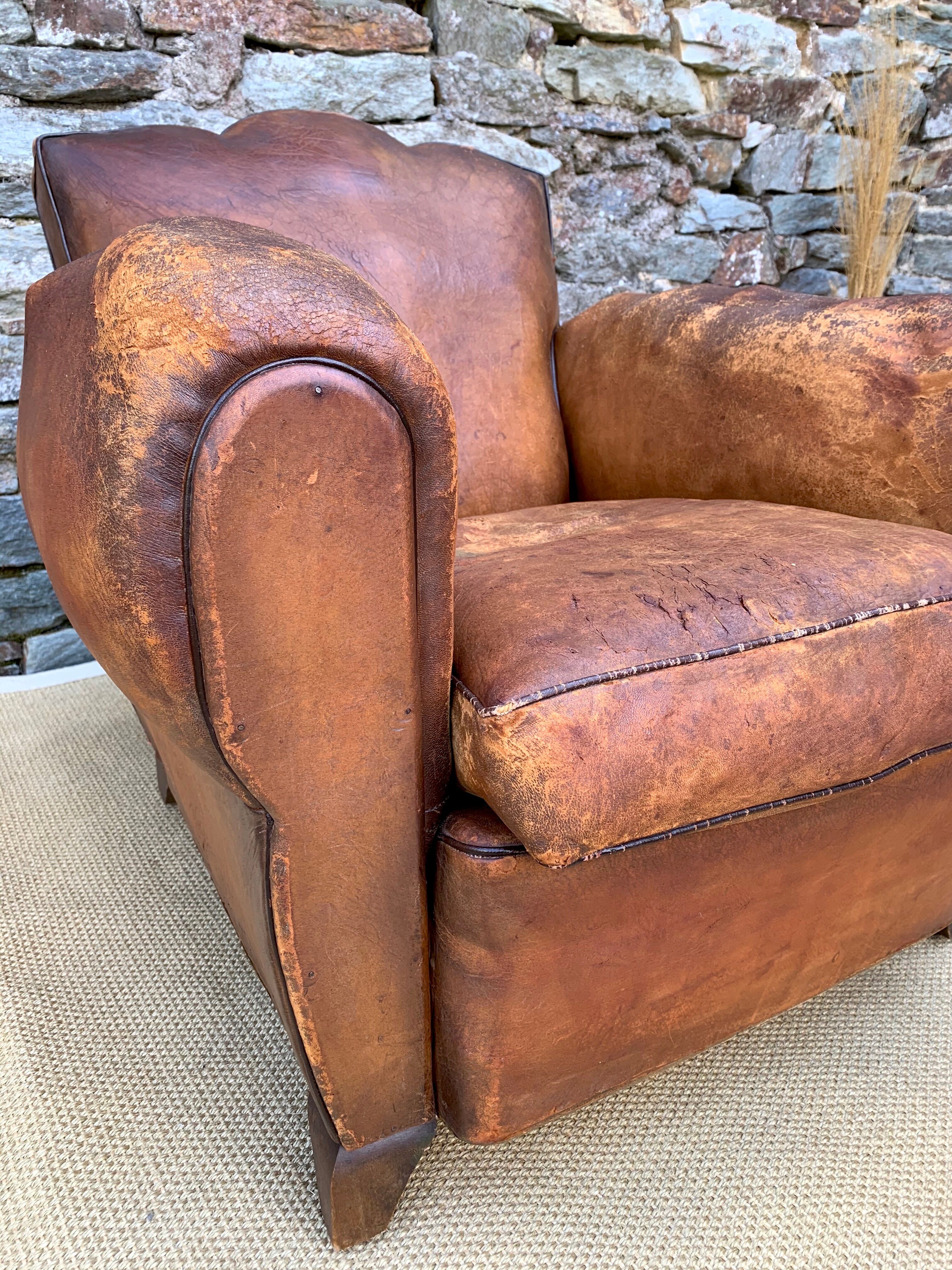 Leather club armchair 1930