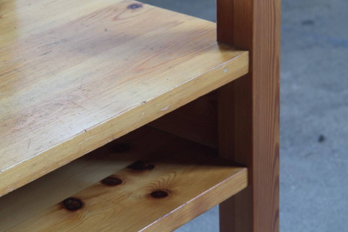 Pair of vintage chunky solid pine bedside tables, Denmark, 1970s