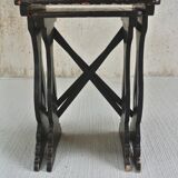 Pair of trundle tables made of black wood - tray with decoration of dragons