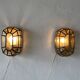 Pair of black iron wall sconces with structured glass by Limburg, 1960s, Germany.