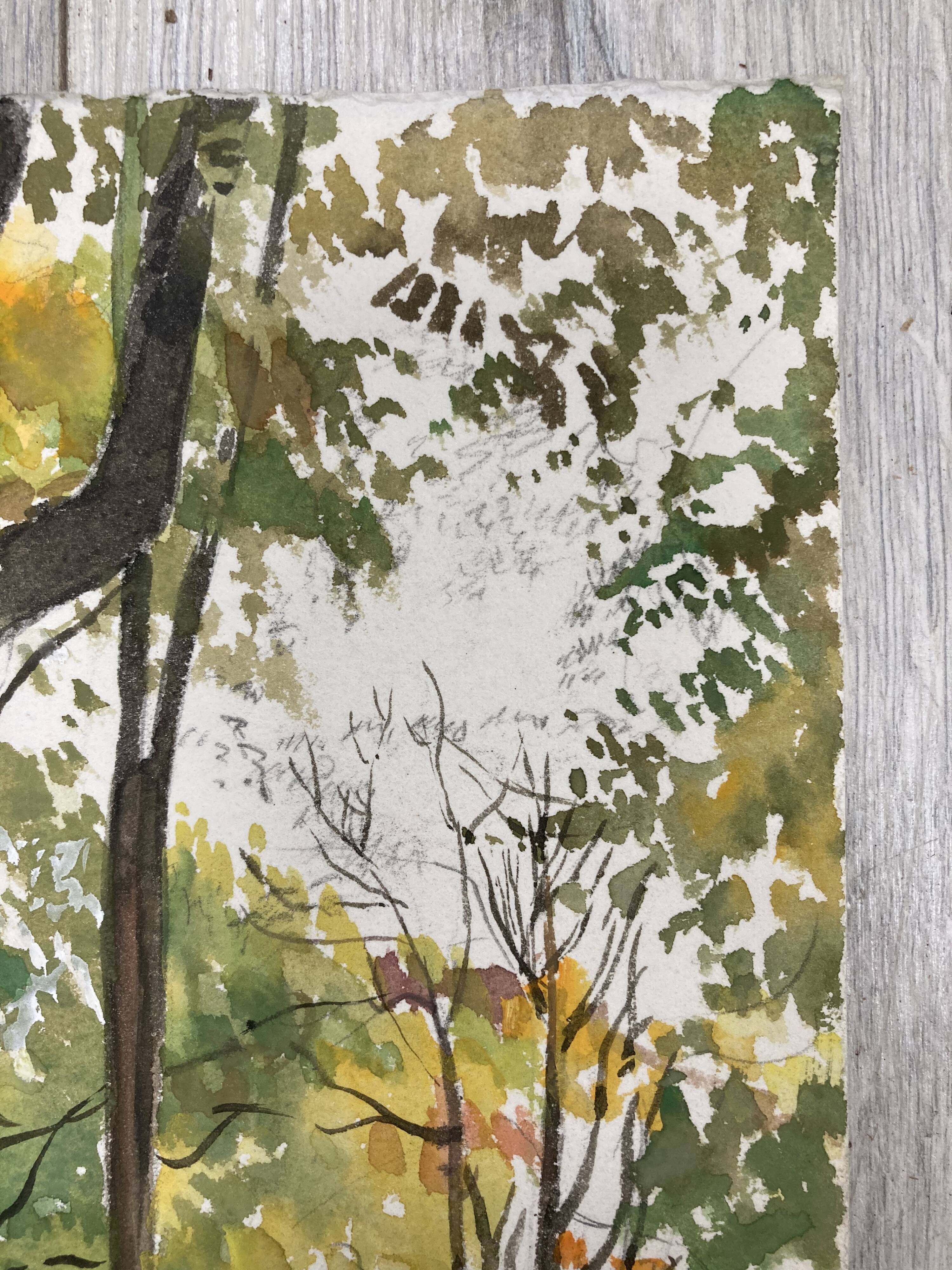 Aquarelle paysage vintage
