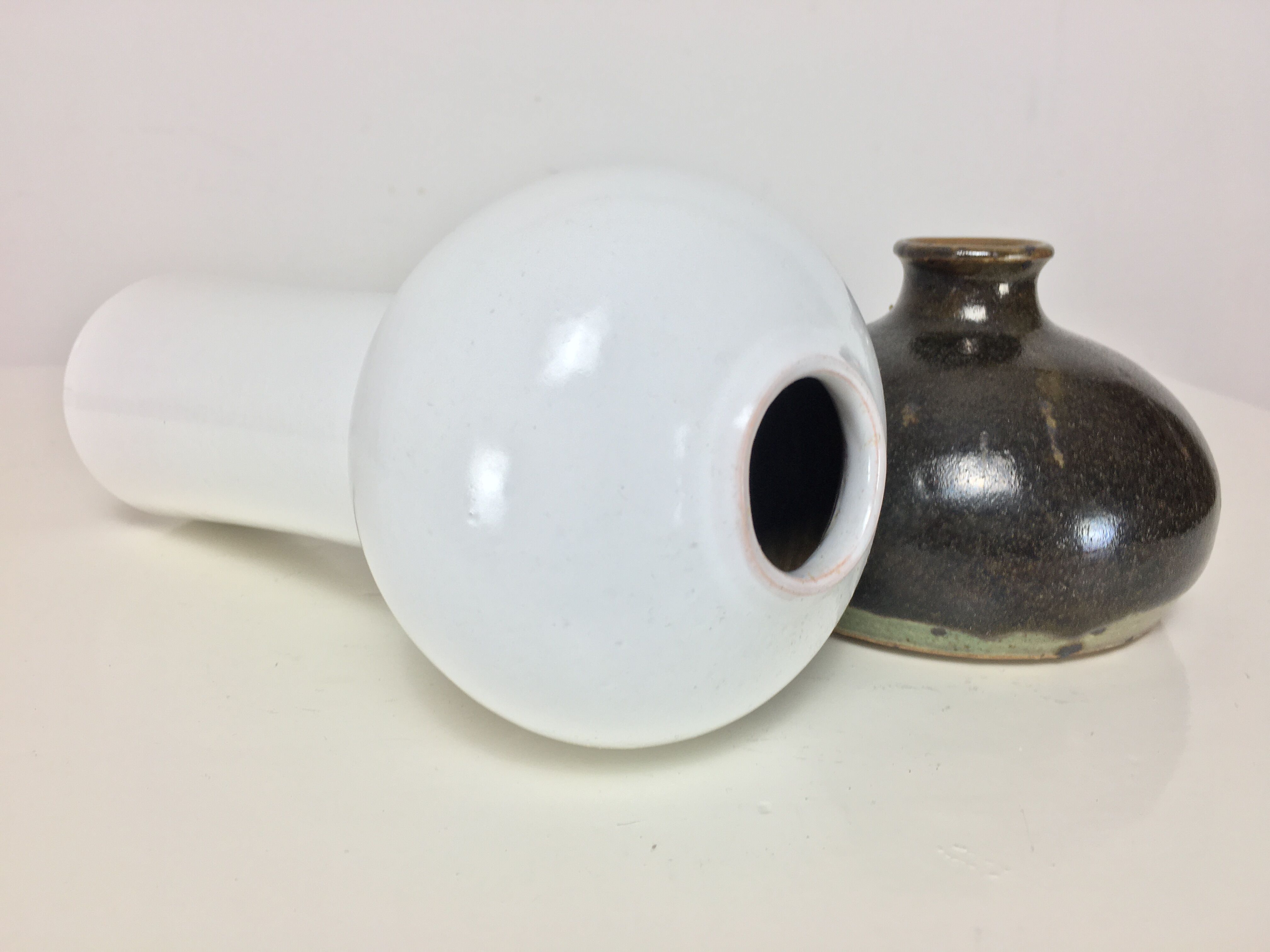 Scandinavian modernist vase, white ceramics