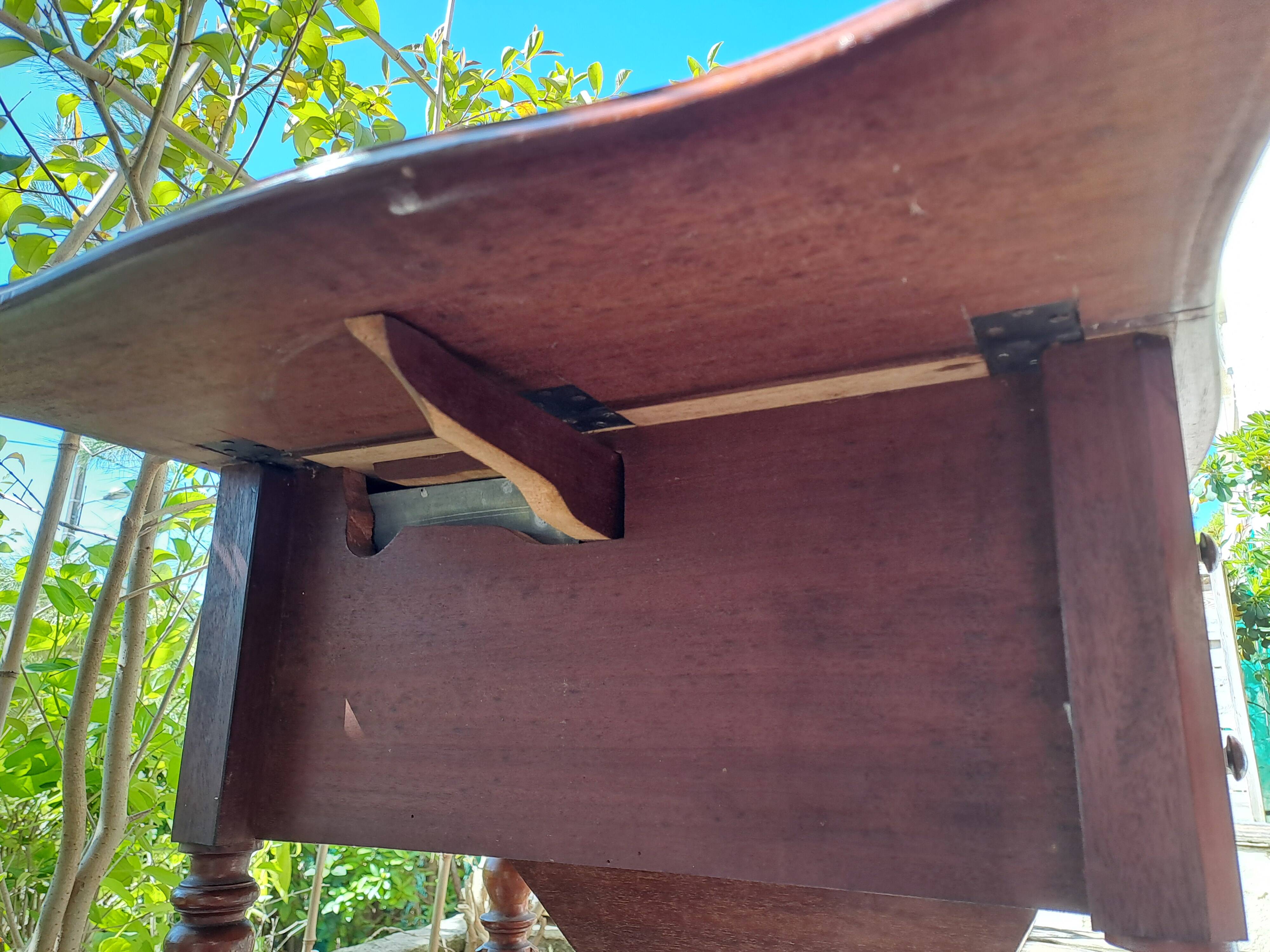 Foldable side table for washing or applying makeup in varnished solid wood 1920