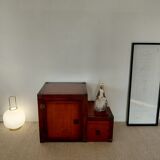 Small vintage Roche Bobois piece of furniture in Asian-style wood.