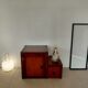 Small vintage Roche Bobois piece of furniture in Asian-style wood.