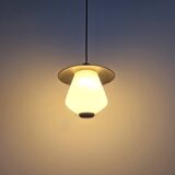 Set of 2 pendant lamps in black and white, 1950's