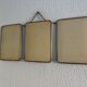 Vintage 1960 triptych barber mirror ivory quilted - 21 x 50 cm