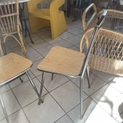 Pair of Formica chairs with a wood effect