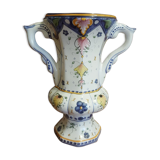 Medici vase in old Rouen earthenware signed R Tion handmade