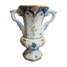Medici vase in old Rouen earthenware signed R Tion handmade