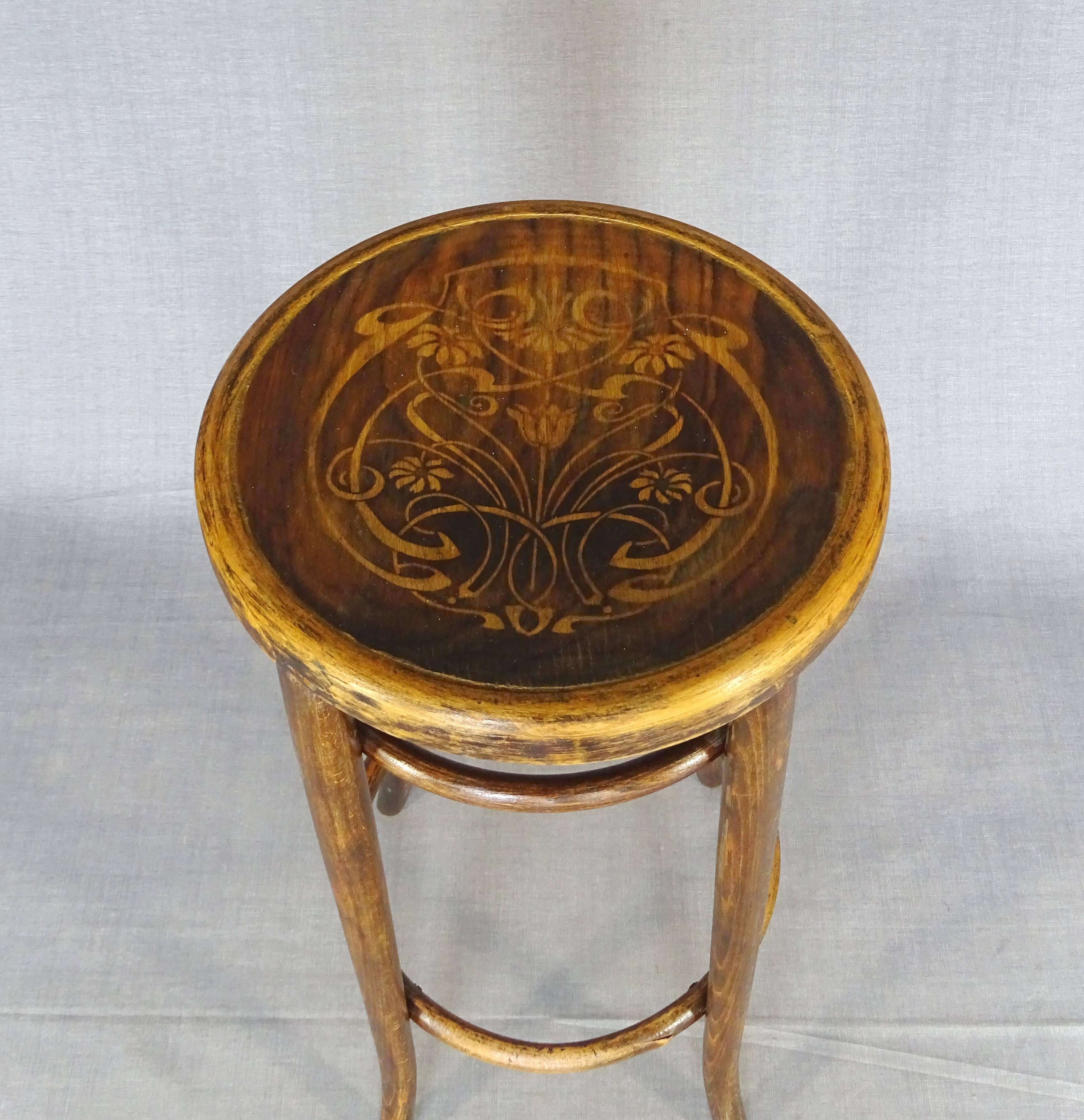 Fischel Stool No. 34 T from 1925, wooden seat - Bistro - not Thonet