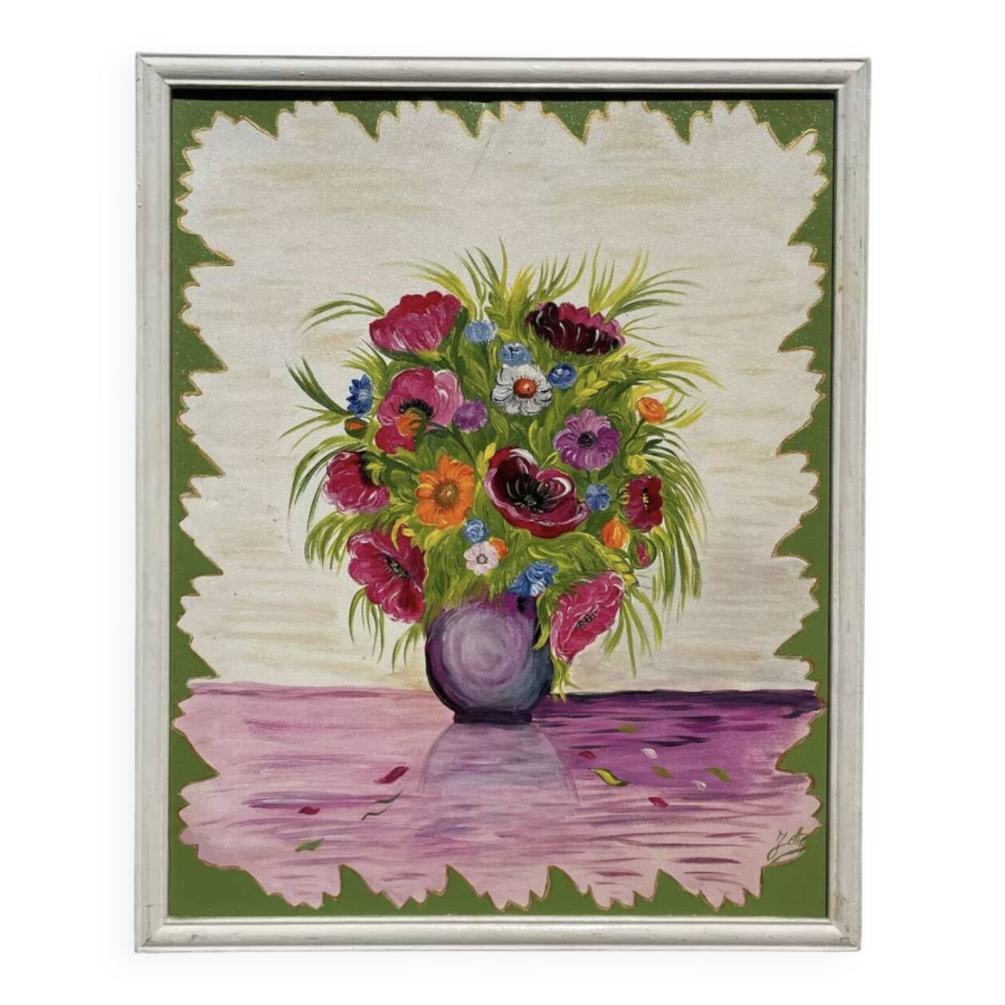 Tableau peinture huile sur toile bouquet de fleurs