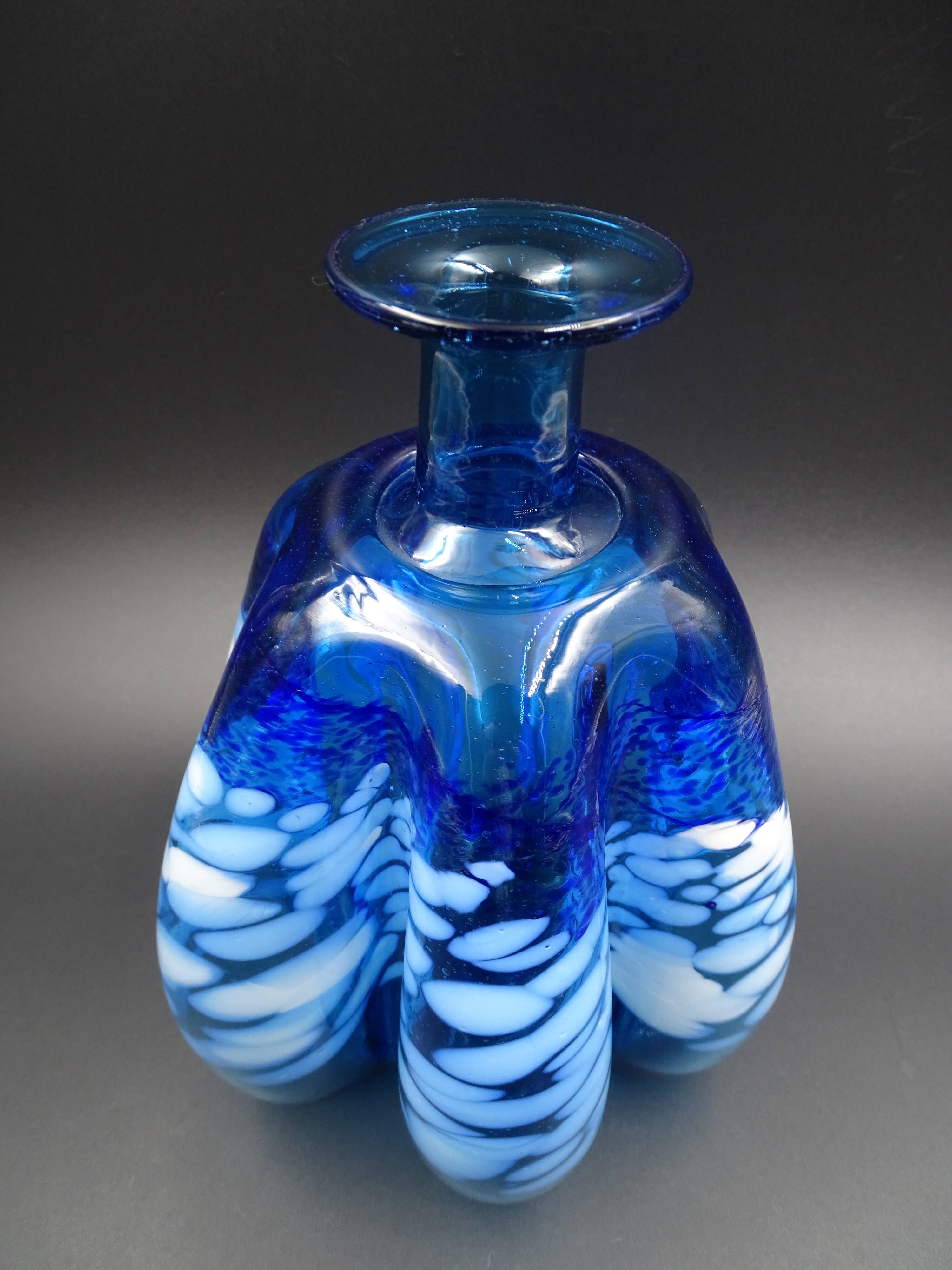 Blue glass vase and touches of white