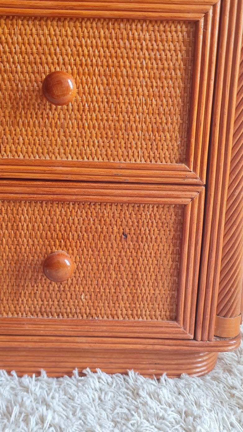 Vintage rattan chest of drawers
