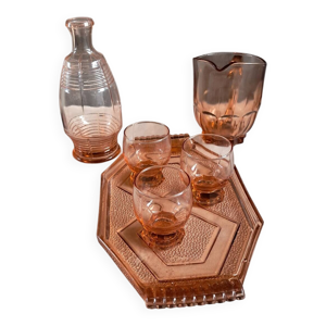 Carafe, verres et plateau - rose