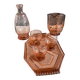 Carafe, verres et plateau en verre rose