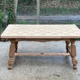 Art Deco extendable monastery table renovated in raw oak 265cm