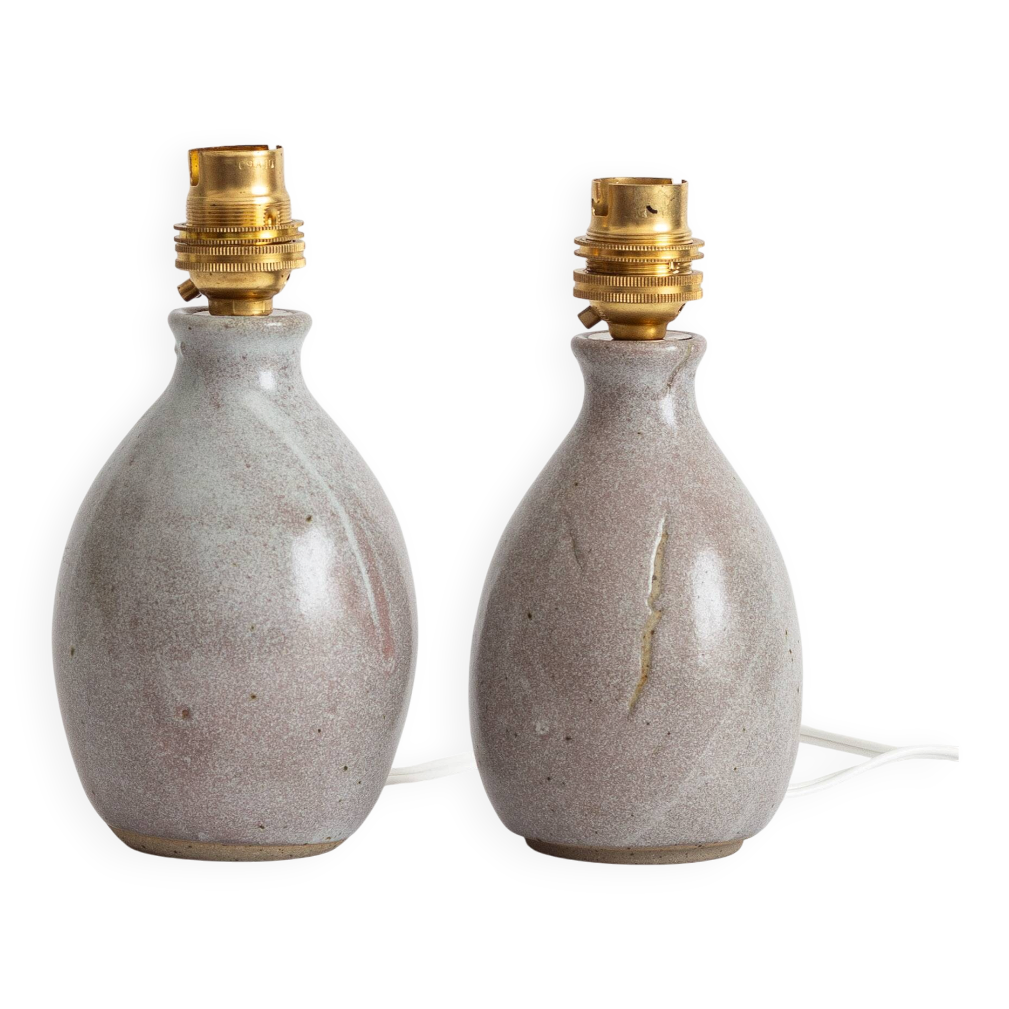 Set of two small glazed stoneware lamp bases – 1960s