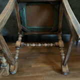 4 antique chairs with green velvet upholstery