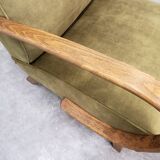 1930 Jindrich Halabala Bentwood Armchair in Forest Green Velvet